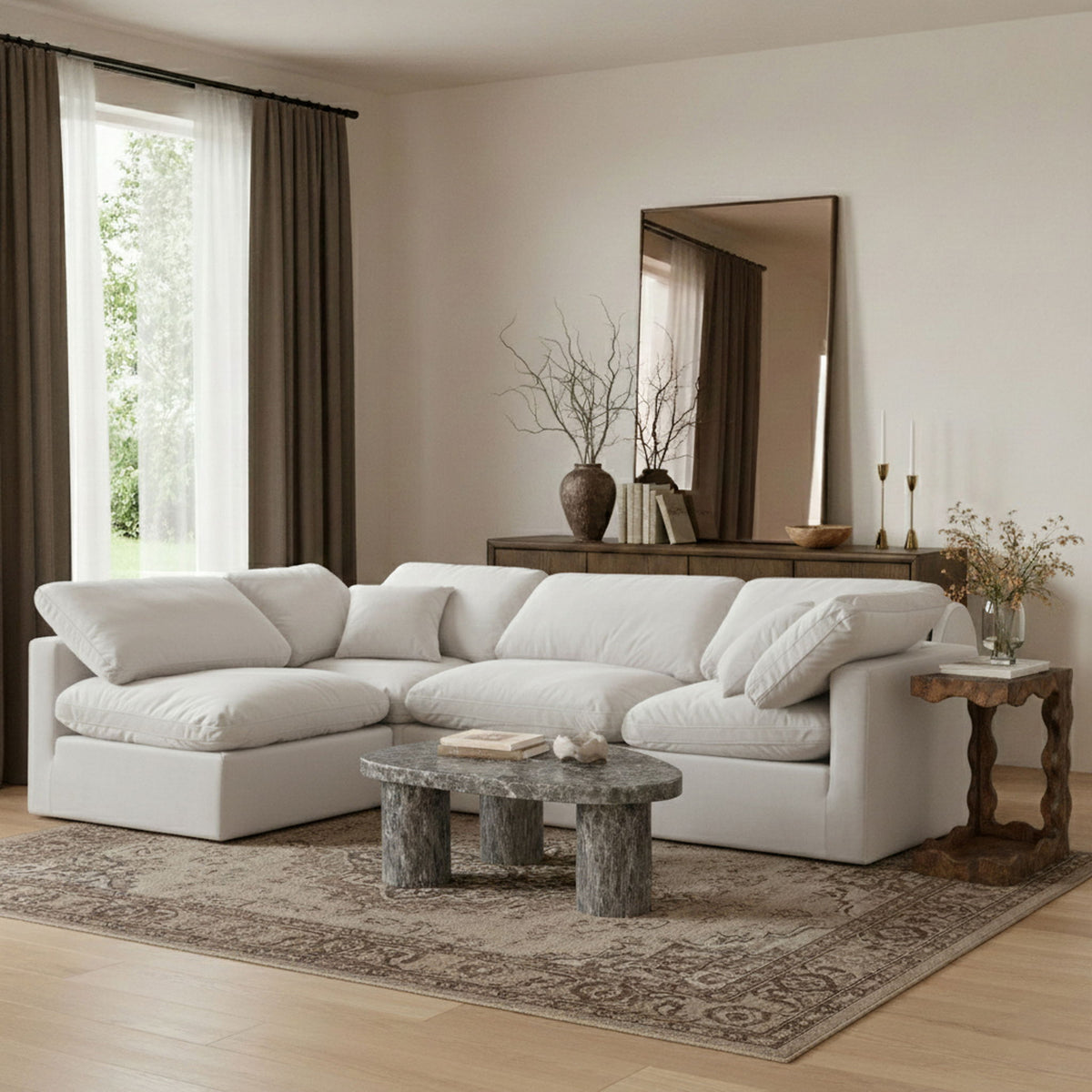 Indulge - Velvet 4 Piece Modular Sectional
