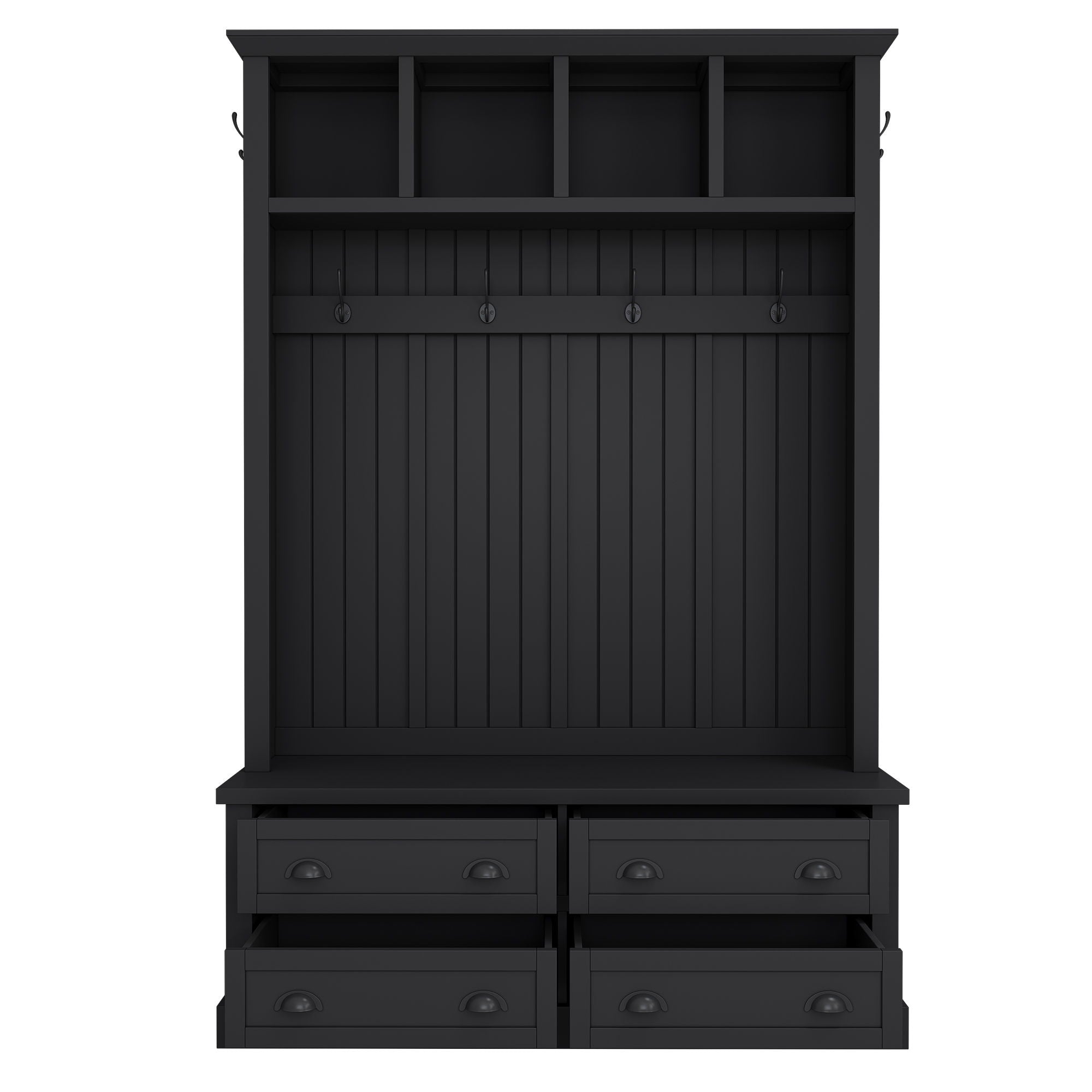 Hall Tree With 4 Drawers, Coat Rack With 6 Hooks