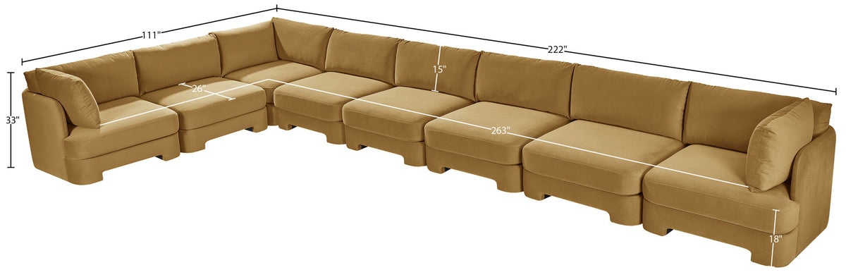 Hammond - Velvet Performance Fabric Upholstered 8 Piece L-Shaped Sectional