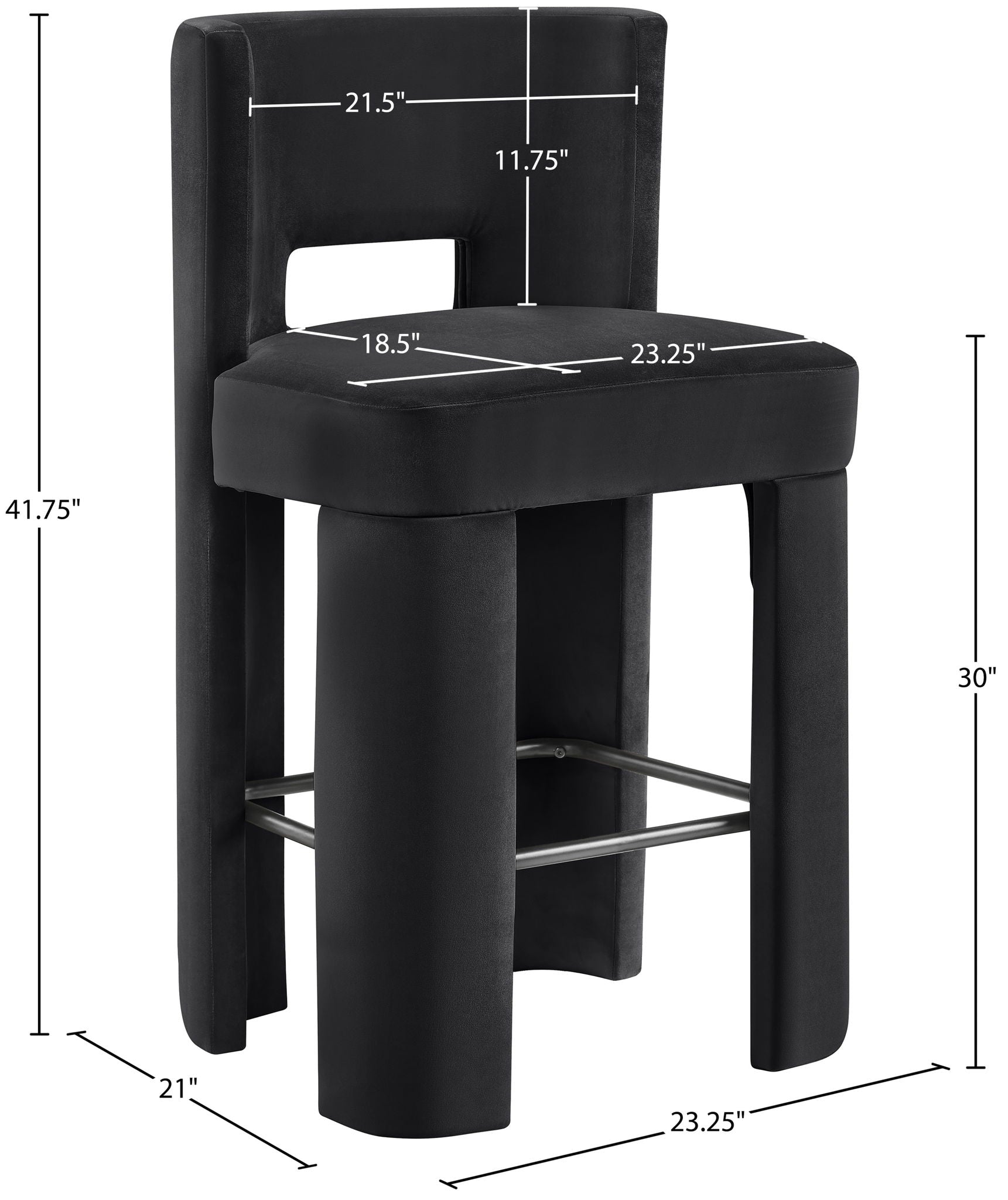 Zuno - Velvet Performance Fabric Upholstered Bar Stool (Set of 2)
