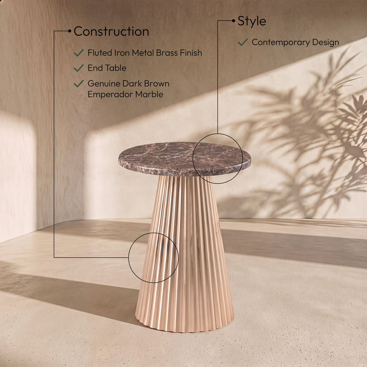 Cindra - Genuine Marble Top And Iron Base Table