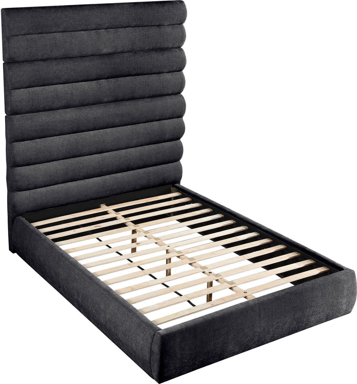 Adam - Chenille Fabric Bed With 89" Headboard