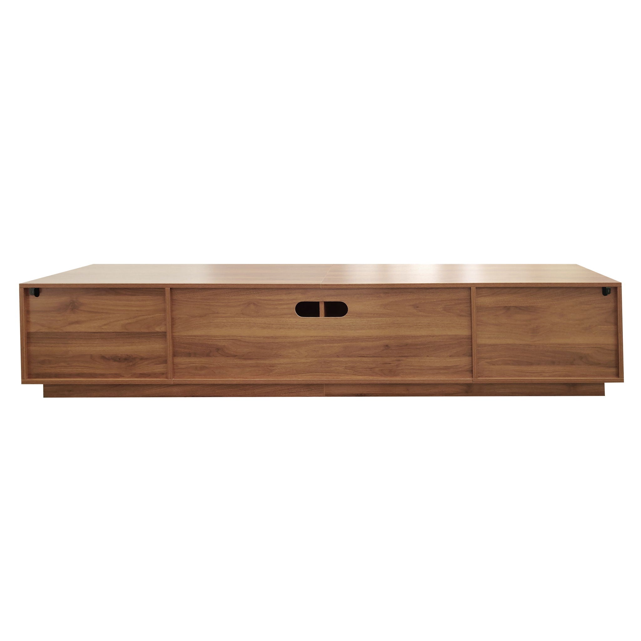TV Stand, Entertainment Center With Fluted Door & Cable Management, Soft Closing Hinges - Walnut