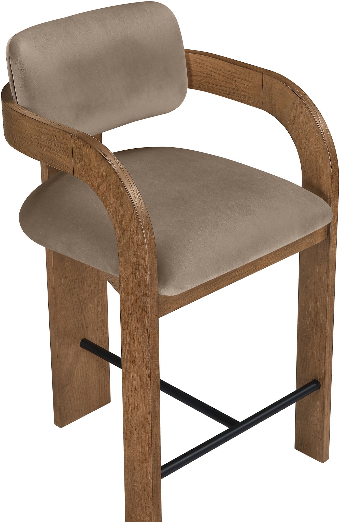 Cedra - Velvet Performance Fabric Upholstered Counter Stool - Brown Frame