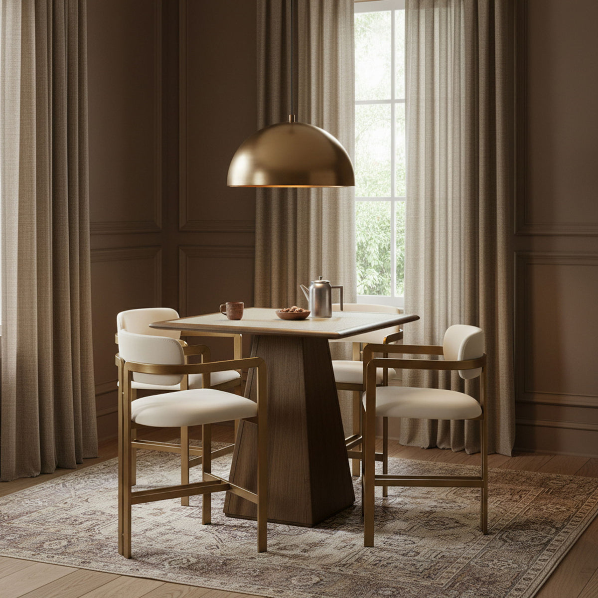 Aurum - Vegan Leather Upholstered Counter Stool With Brushed Brass Base