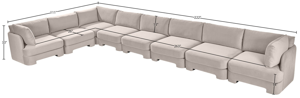 Hammond - Velvet Performance Fabric Upholstered 8 Piece L-Shaped Sectional