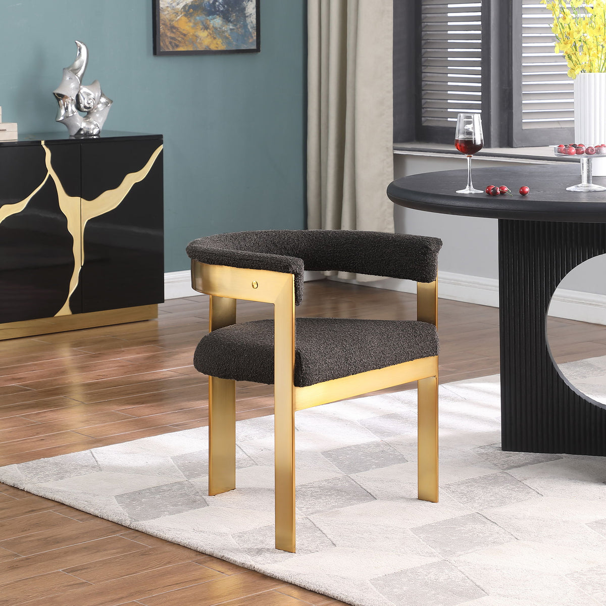 Romeo - Boucle Dining Chair With Gold Base (Set of 2)