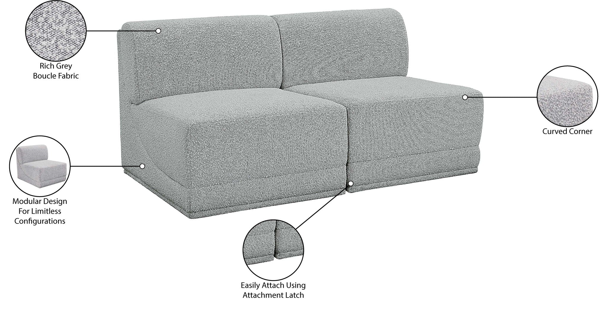 Ollie - 2 Seat Armless Modular Sofa