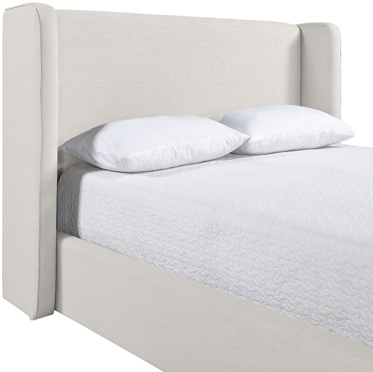 Kendall - Linen Textured Fabric Upholstered Bed - Cream
