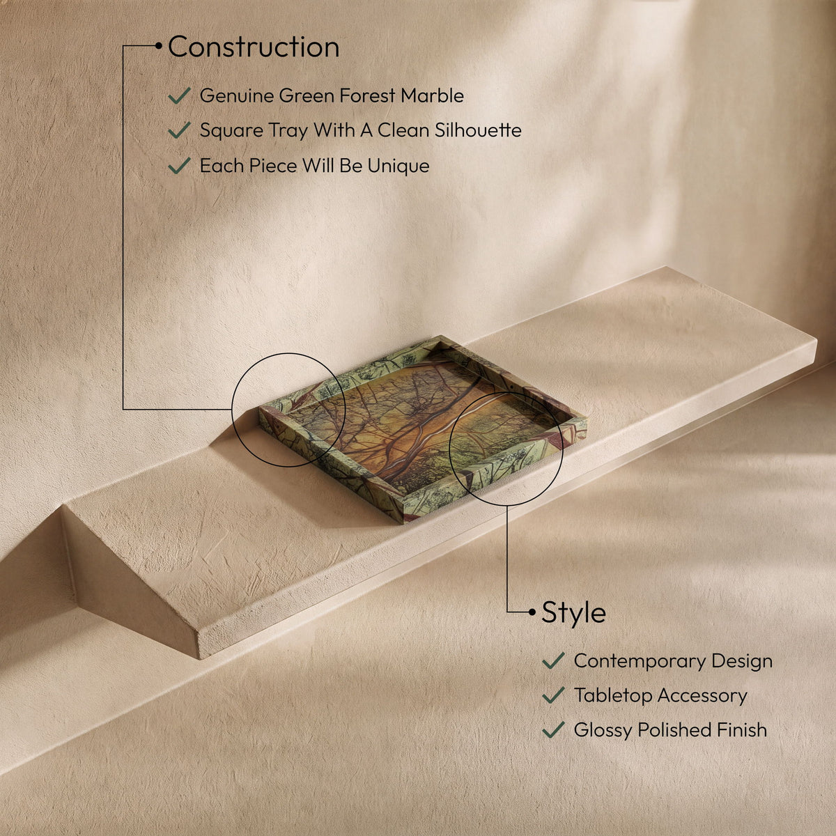 Michael - Genuine Marble Tray