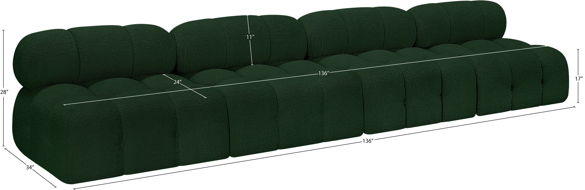 Ames - 4 Seat Modular Armless Sofa