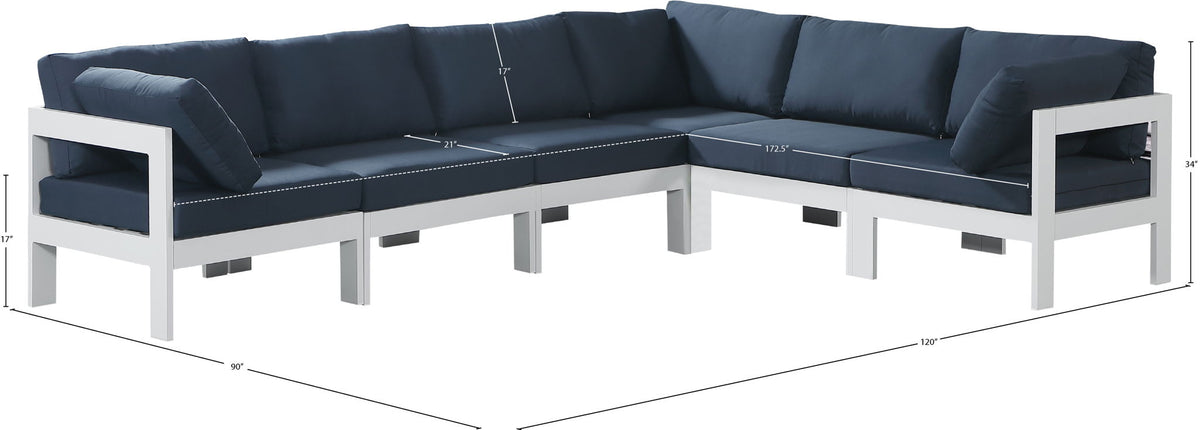 Nizuc - Outdoor Patio 6 Piece Modular Sectional With White Frame