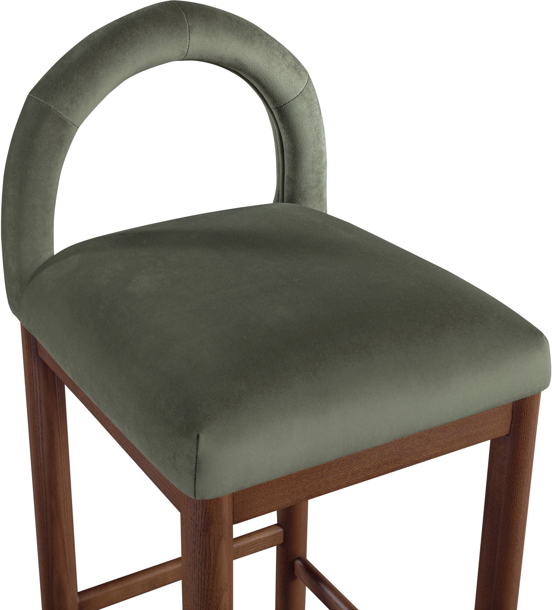 Conrad - Velvet Counter Stool With Brown Legs