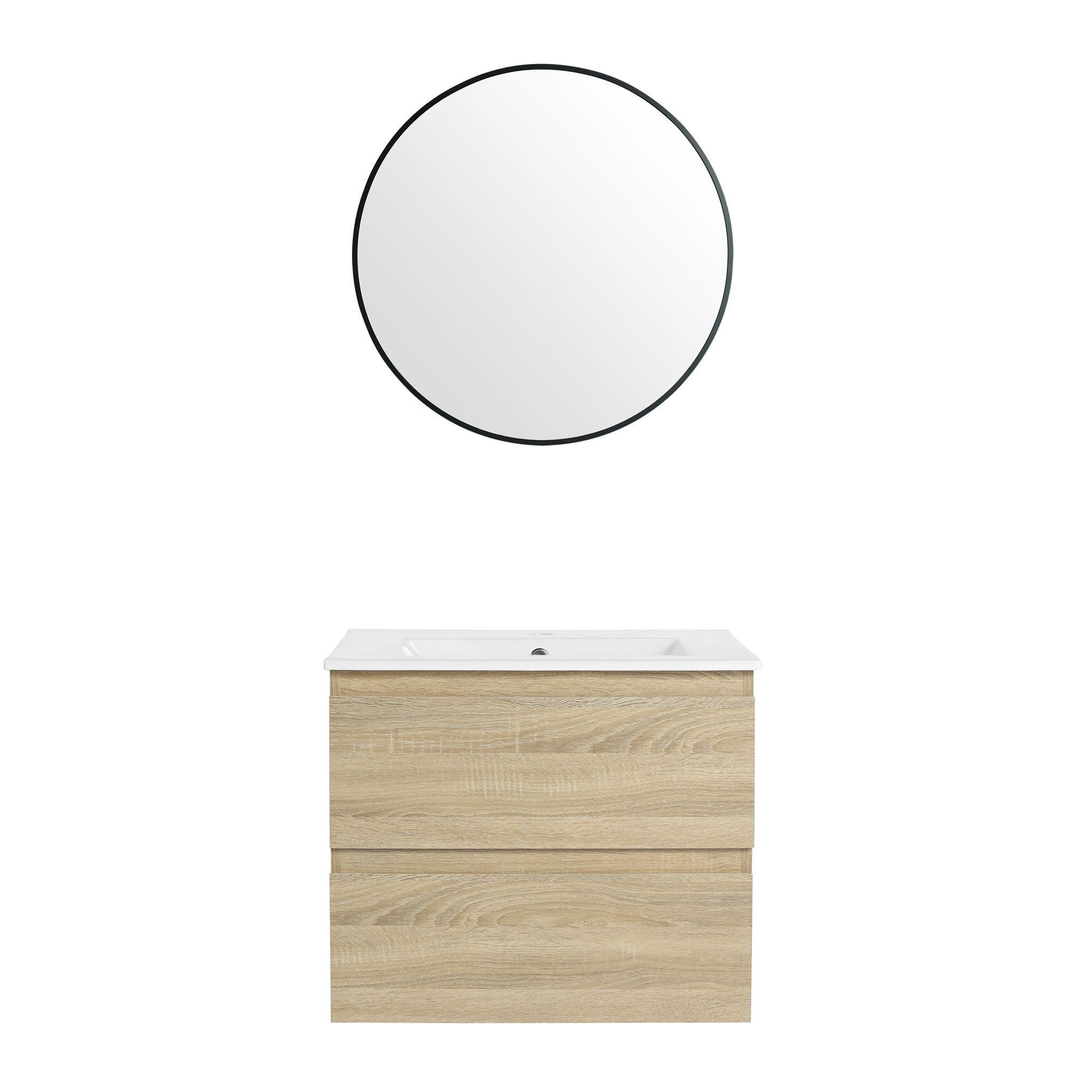 Wall Mounted Bathroom Vanity & Sink, 2 Soft Close Drawers
