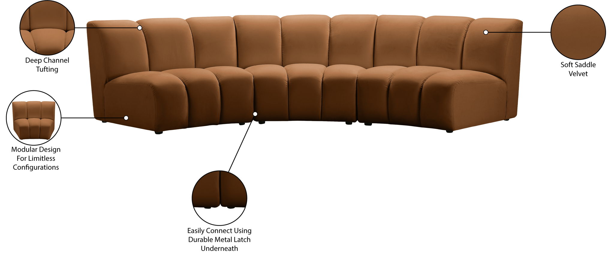 Infinity - 3 Piece Modular Sectional - Saddle