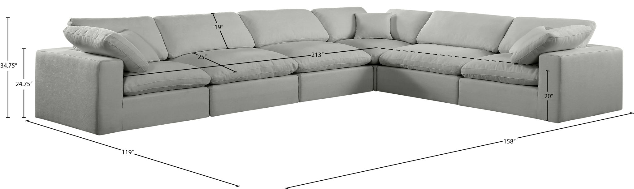 Comfy - 6 Piece Linen Modular Corner Sectional