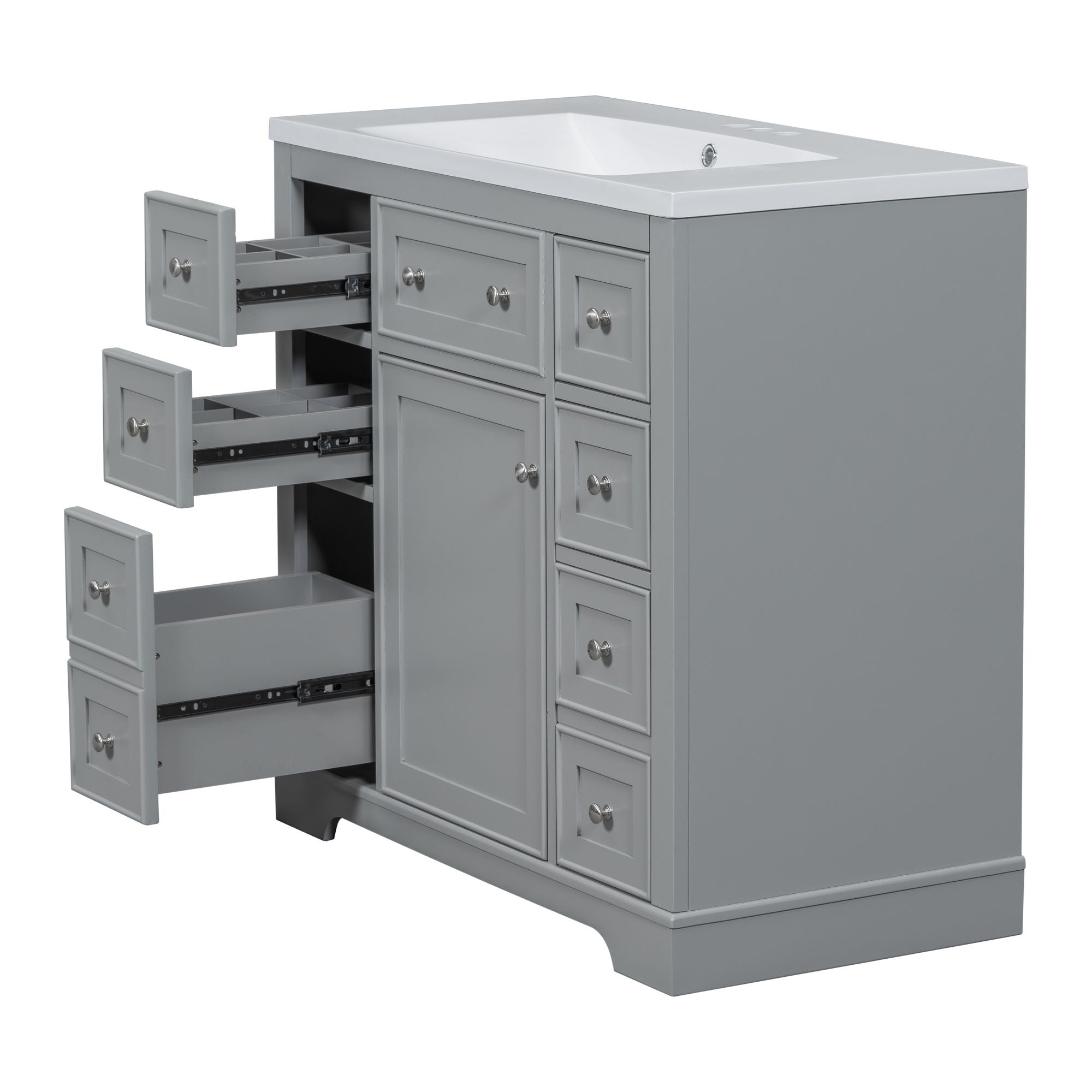 Modern Bathroom Vanity With Sink Combo, 6 Drawers And 1 Cabinet