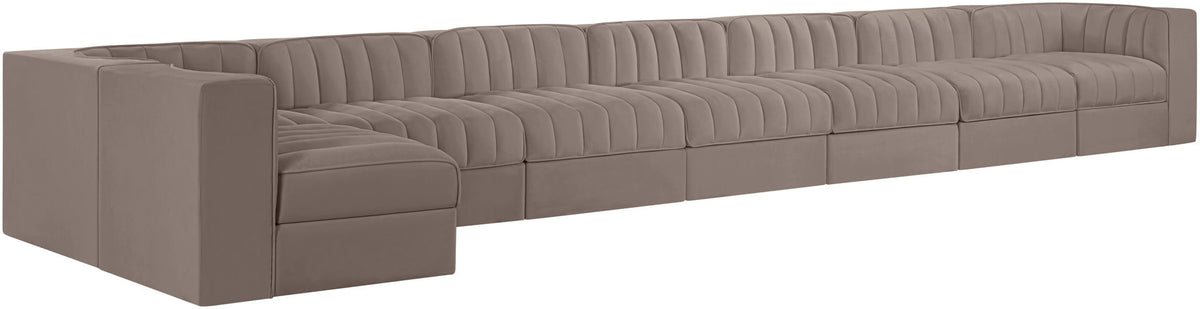 Rummi - Velvet Performance Fabric Upholstered 8 Piece Modular Sectional, L-Shaped (Right)