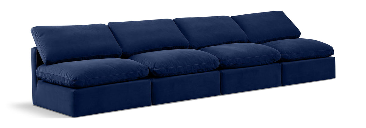 Indulge - Velvet 4 Seat Modular Armless Sofa