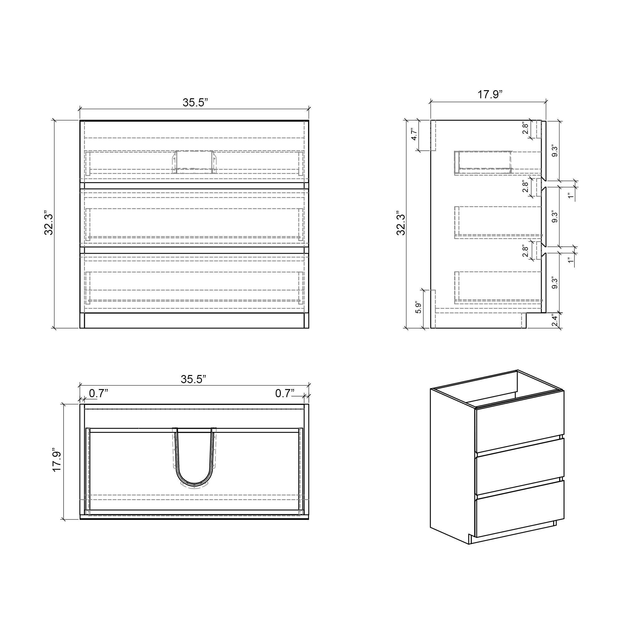 Alice - Bathroom Vanity With Large Storage, Freestanding