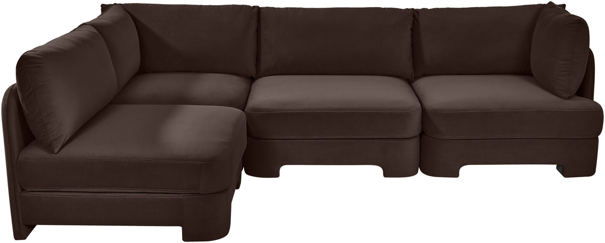 Hammond - Velvet Performance Fabric Upholstered 4 Piece Armless Sectional