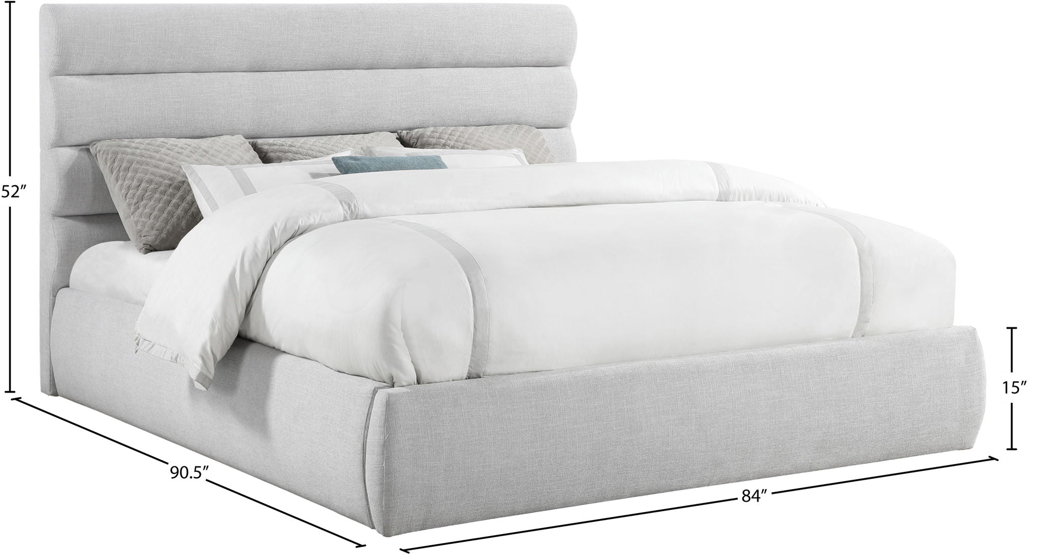 Adam - Linen Fabric Bed With 52" Headboard
