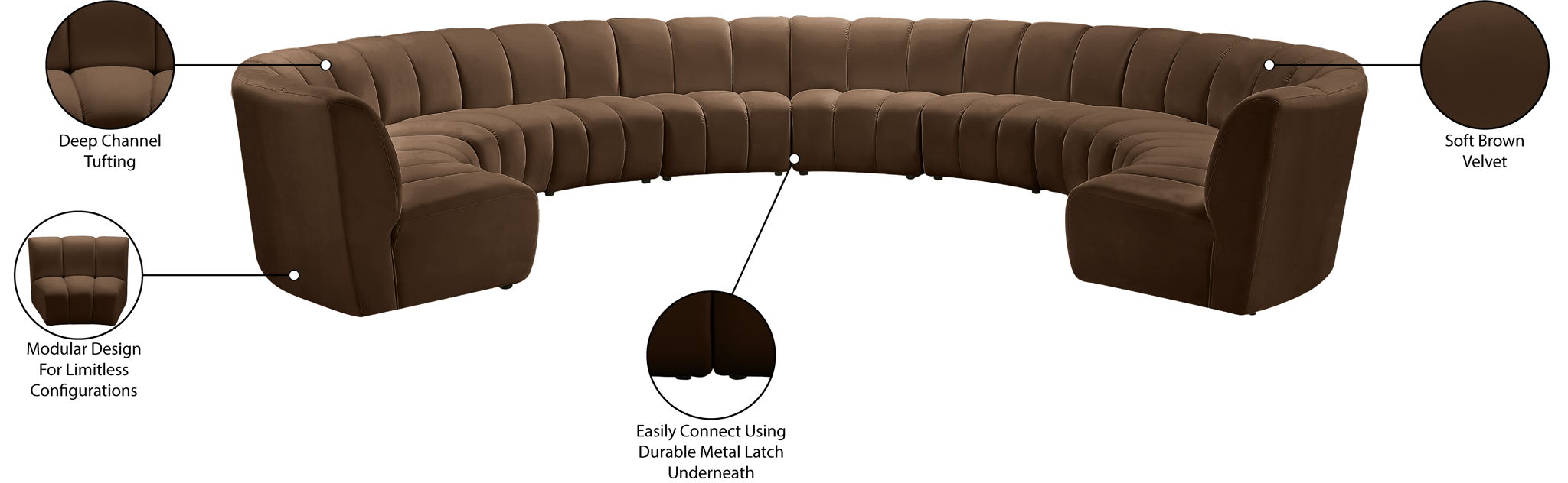 Infinity - 10 Piece Velvet Modular Sectional