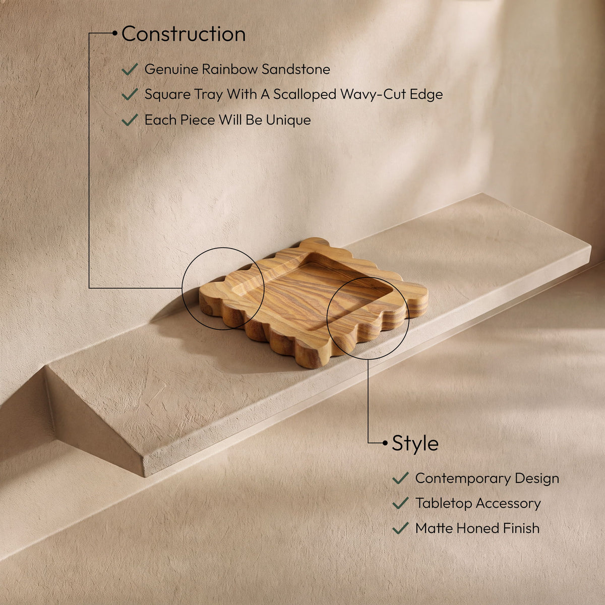 Natalie - Sandstone Tray - Sand