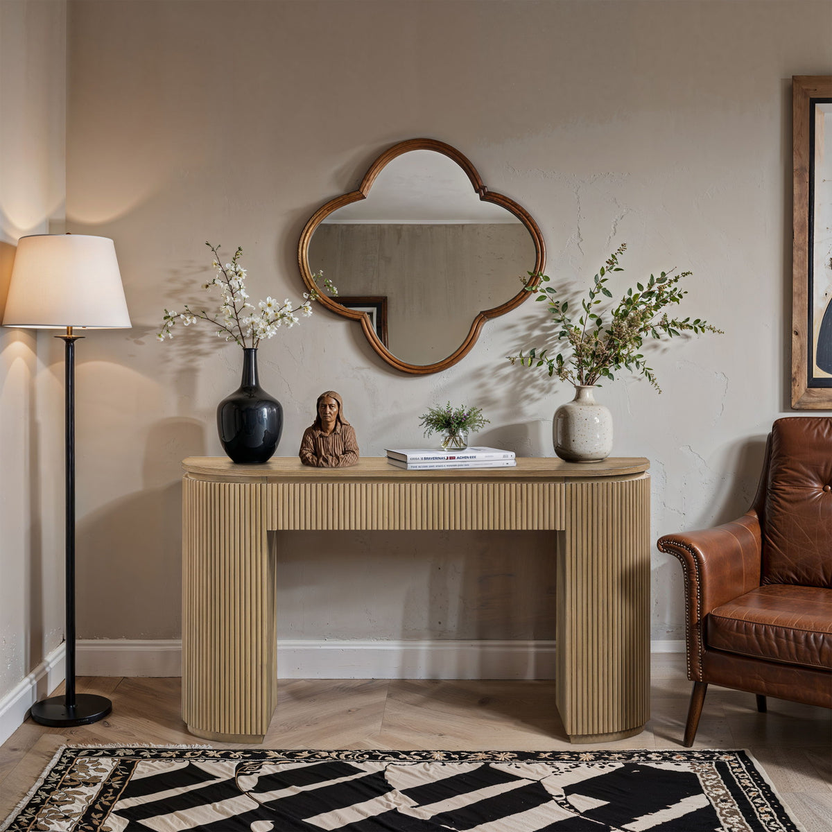Astrid - Solid Wood And Oak Veneer Console Table