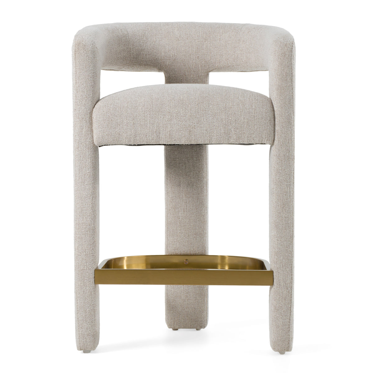 Adam - Modern Beige Fabric + Brass Counter Chair