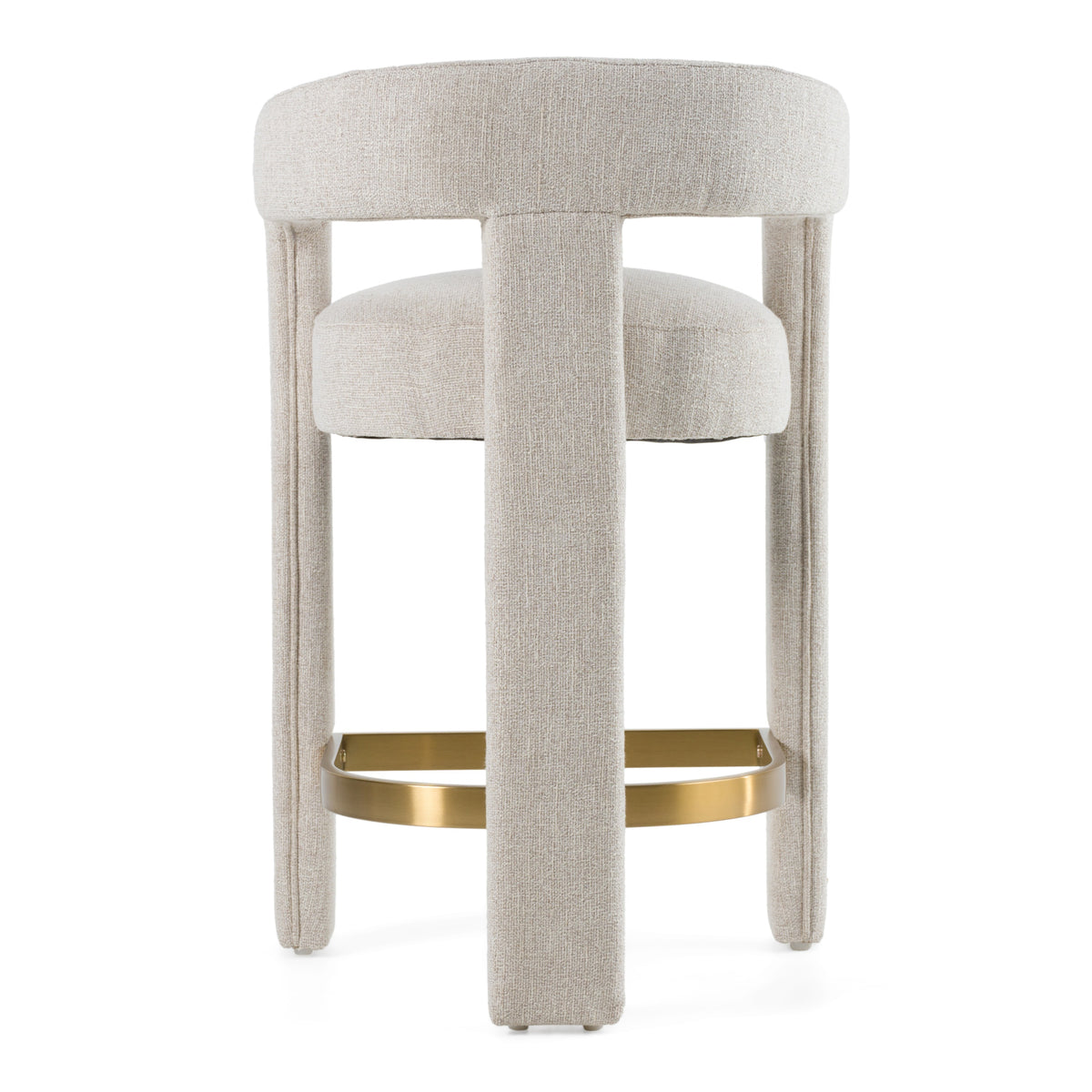 Adam - Modern Beige Fabric + Brass Counter Chair