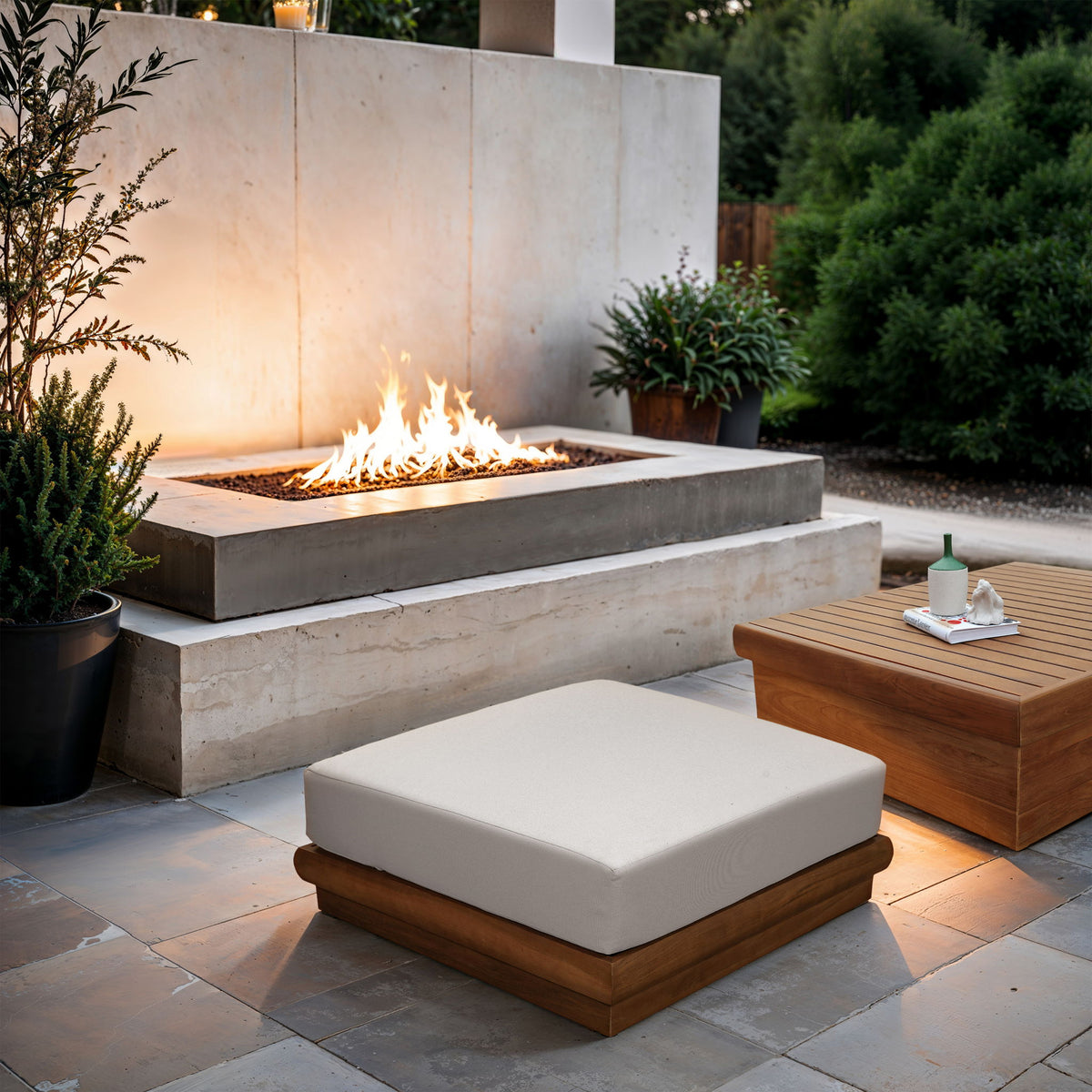Mirella - Water Resistant Fabric Upholstered Outdoor Patio Modular Ottoman