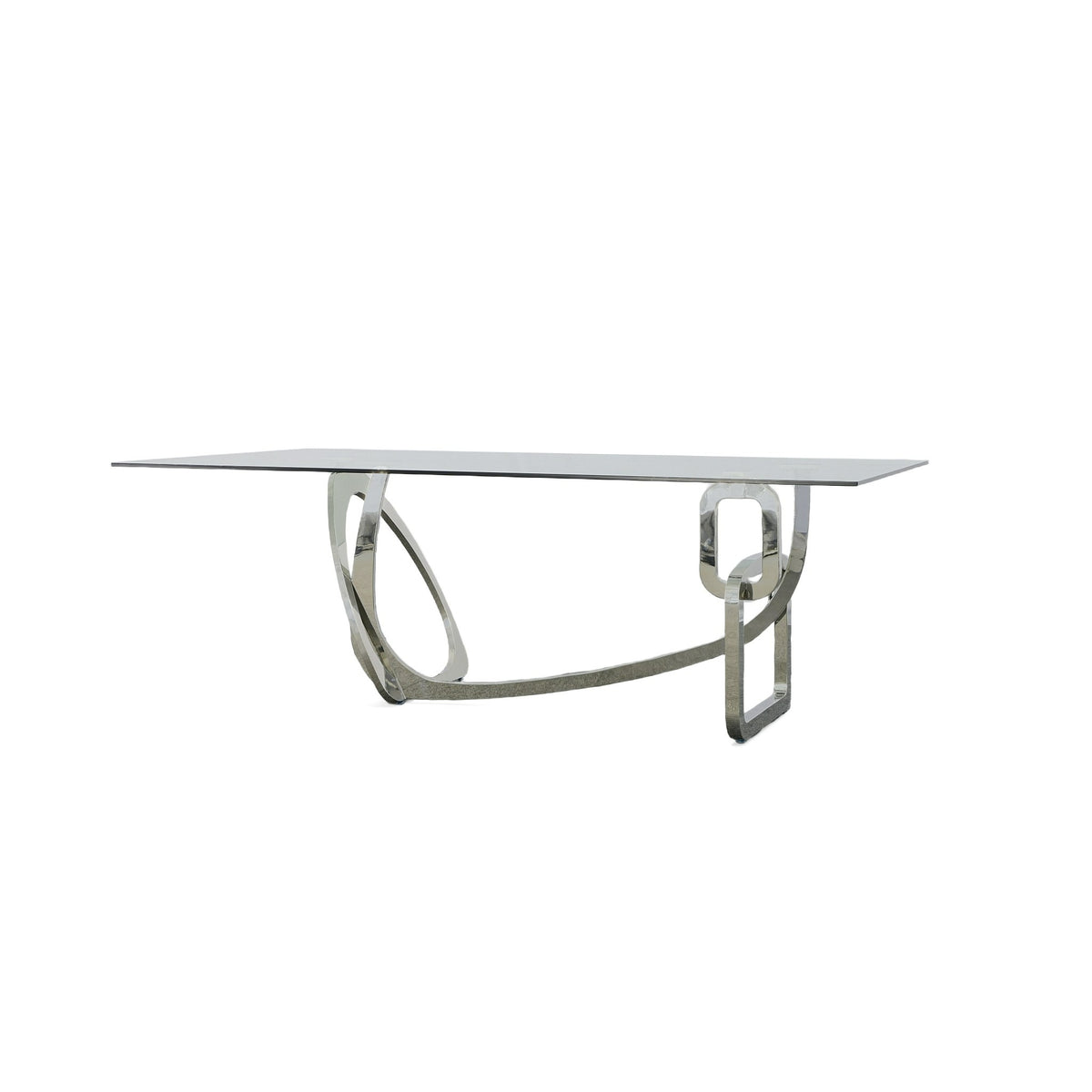 Adelaide Modern Stainless Steel & Glass Dining Table