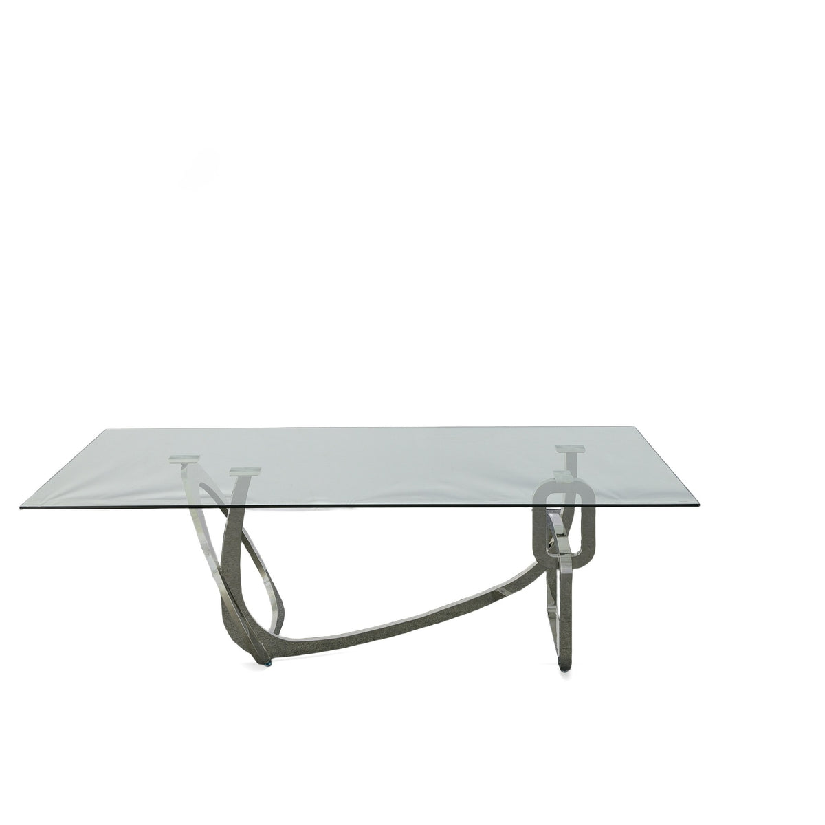 Adelaide Modern Stainless Steel & Glass Dining Table