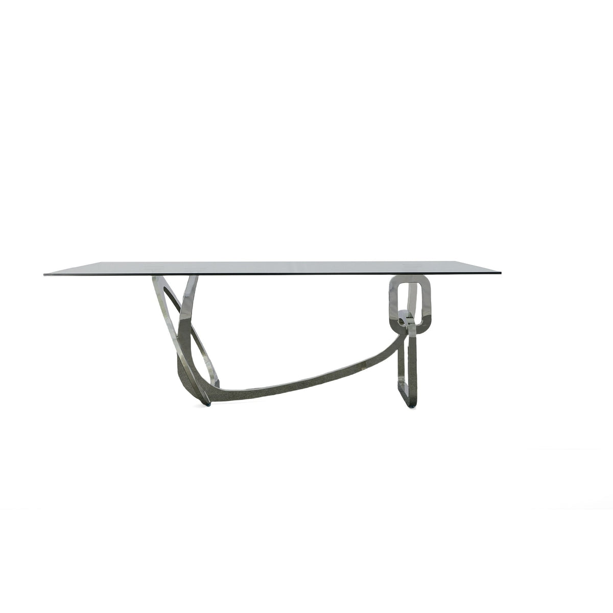 Adelaide Modern Stainless Steel & Glass Dining Table