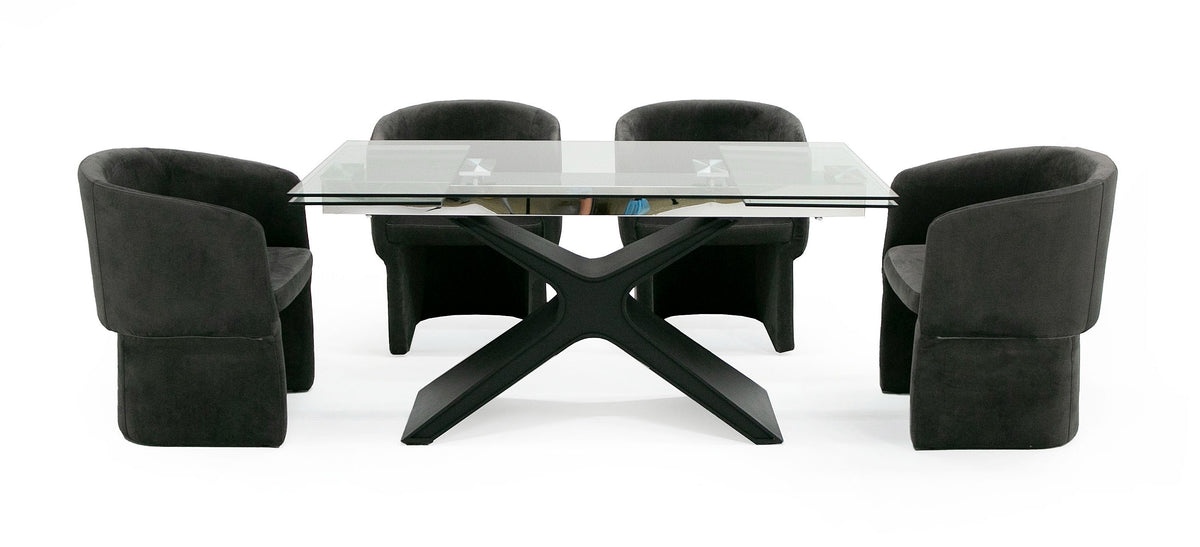 Adler - Modern Black Glass Extendable 63"/94.5" Dining Table