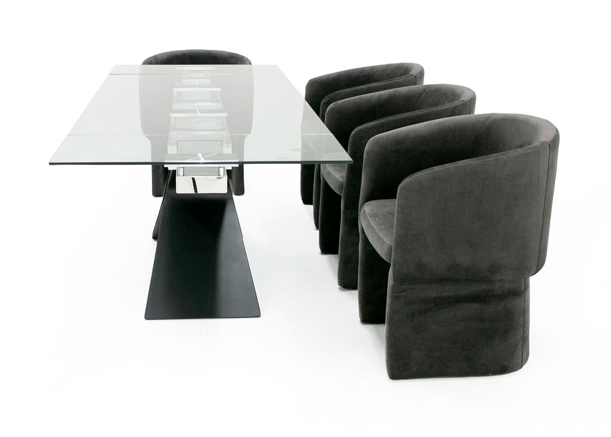 Adler - Modern Black Glass Extendable 63"/94.5" Dining Table