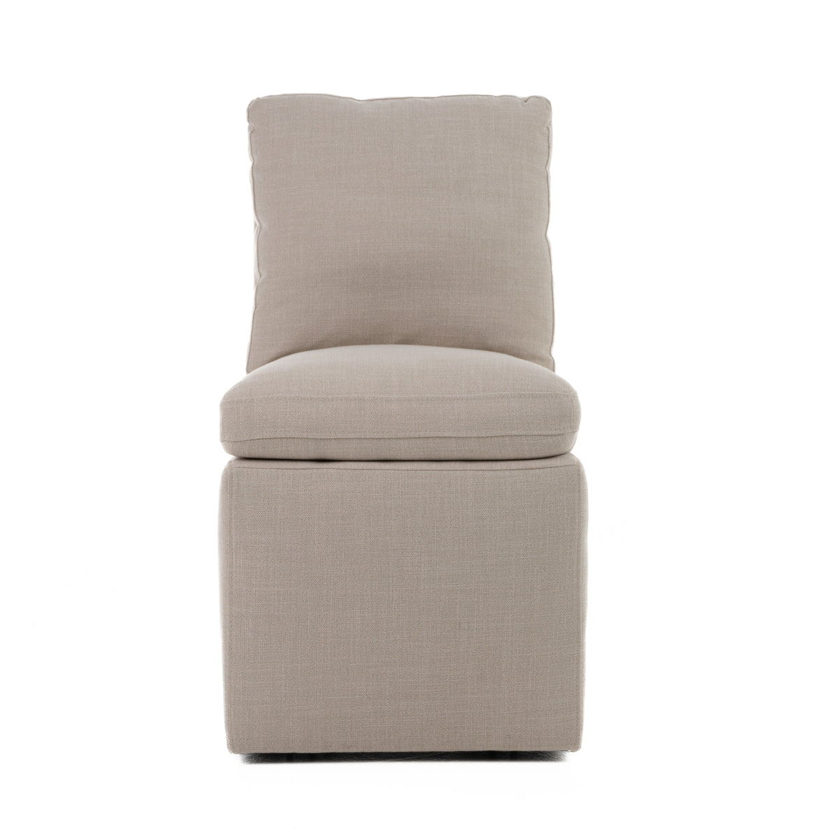 Adrian - Modern Beige Fabric Dining Chair w/ Castor Wheels