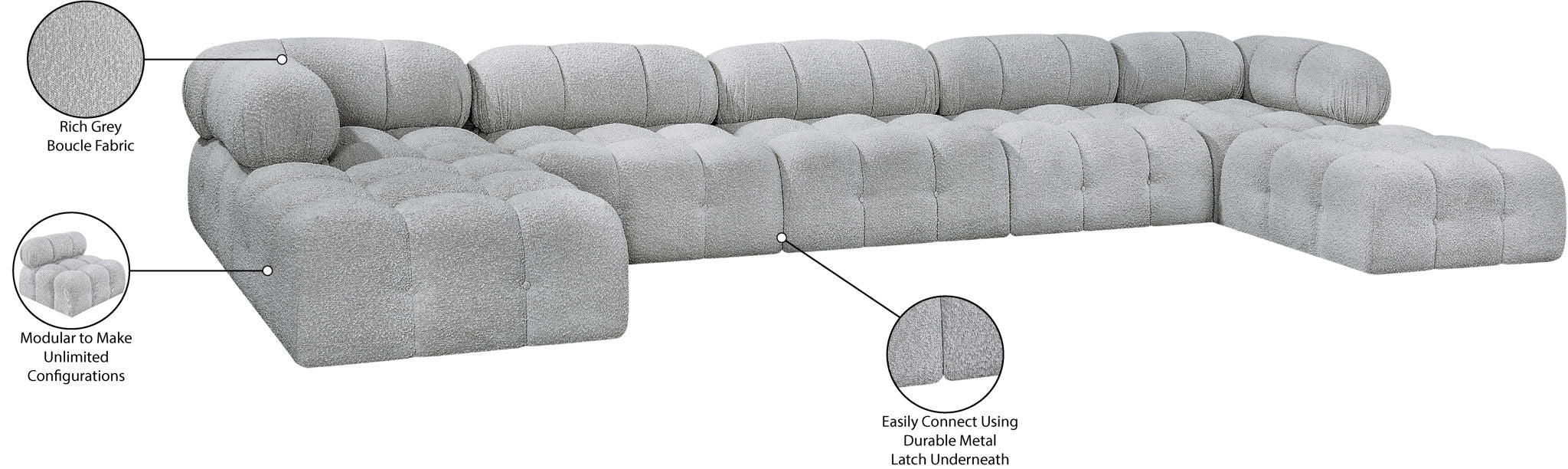 Ames - 7 Piece Fabric Modular U-Shaped Sectional