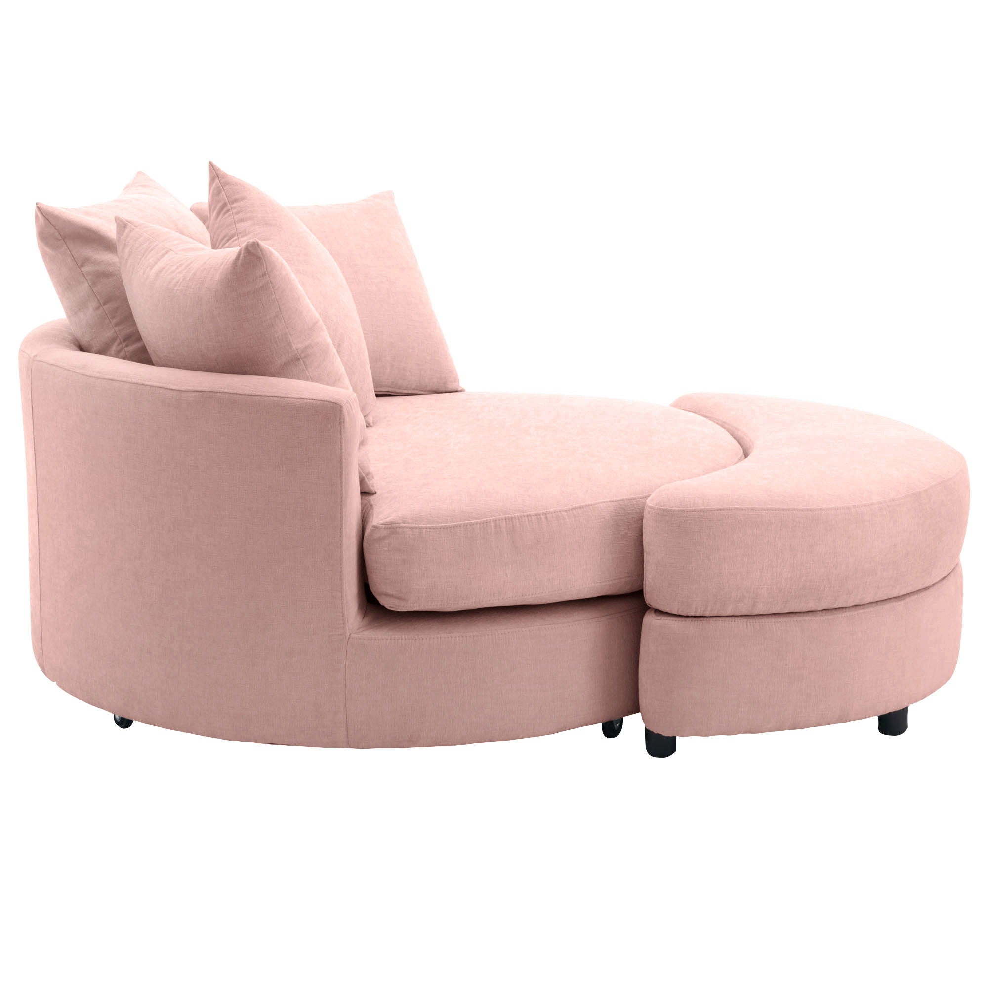 360° Swivel Accent Barrel Chair With Storage Ottoman & 4 Pillows, Modern Leisure Chair Round Accent For Living Room