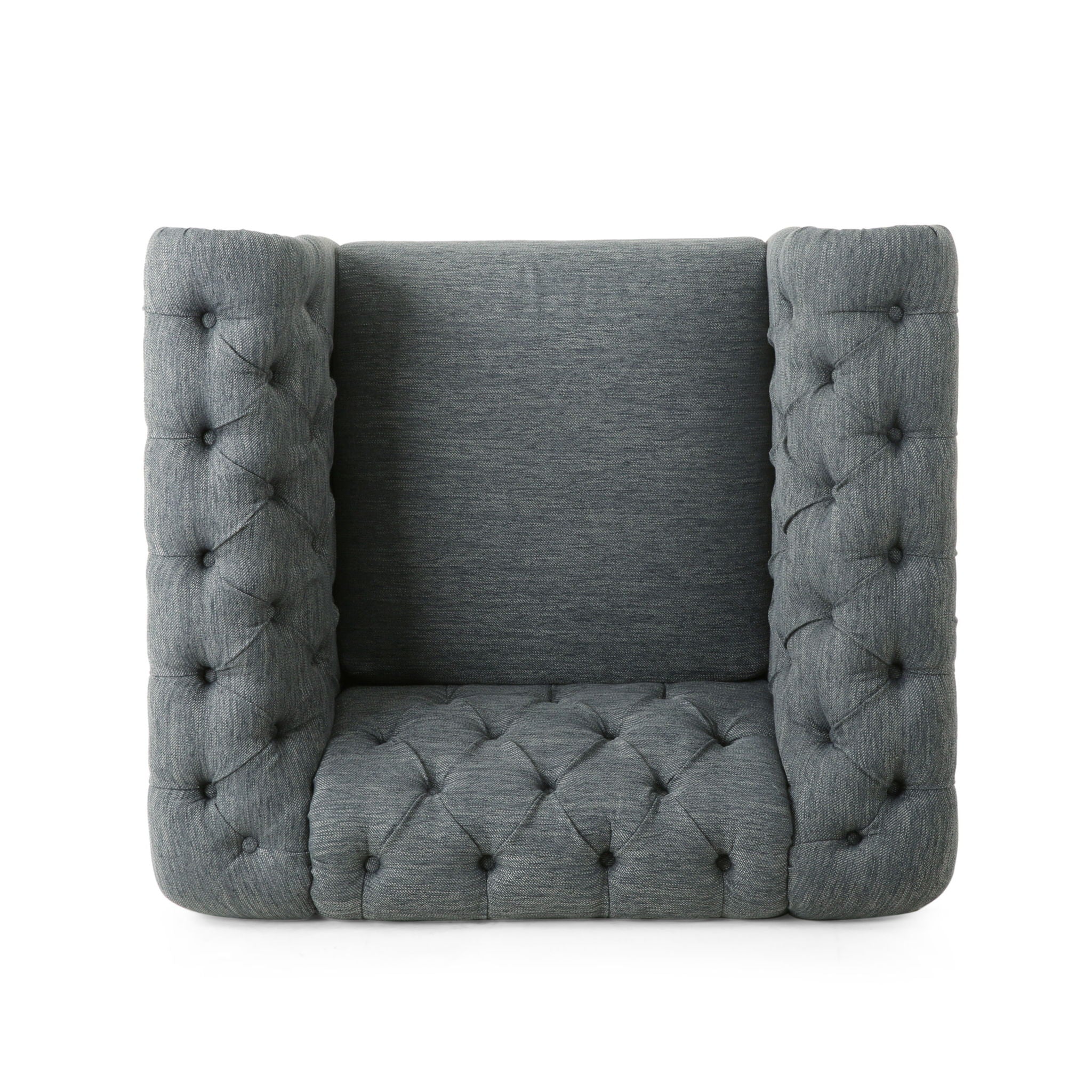 Fabric Upholstered Club Chair With Scrolled Tuxedo Arms - Charcoal