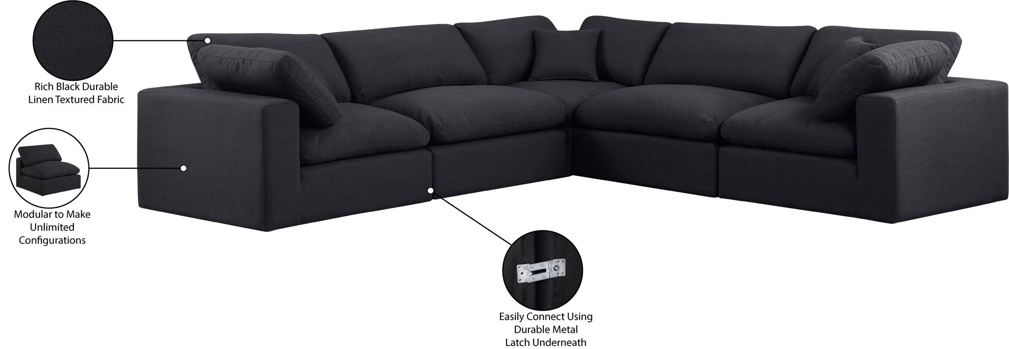 Comfy - 5 Piece Linen Modular Corner Sectional