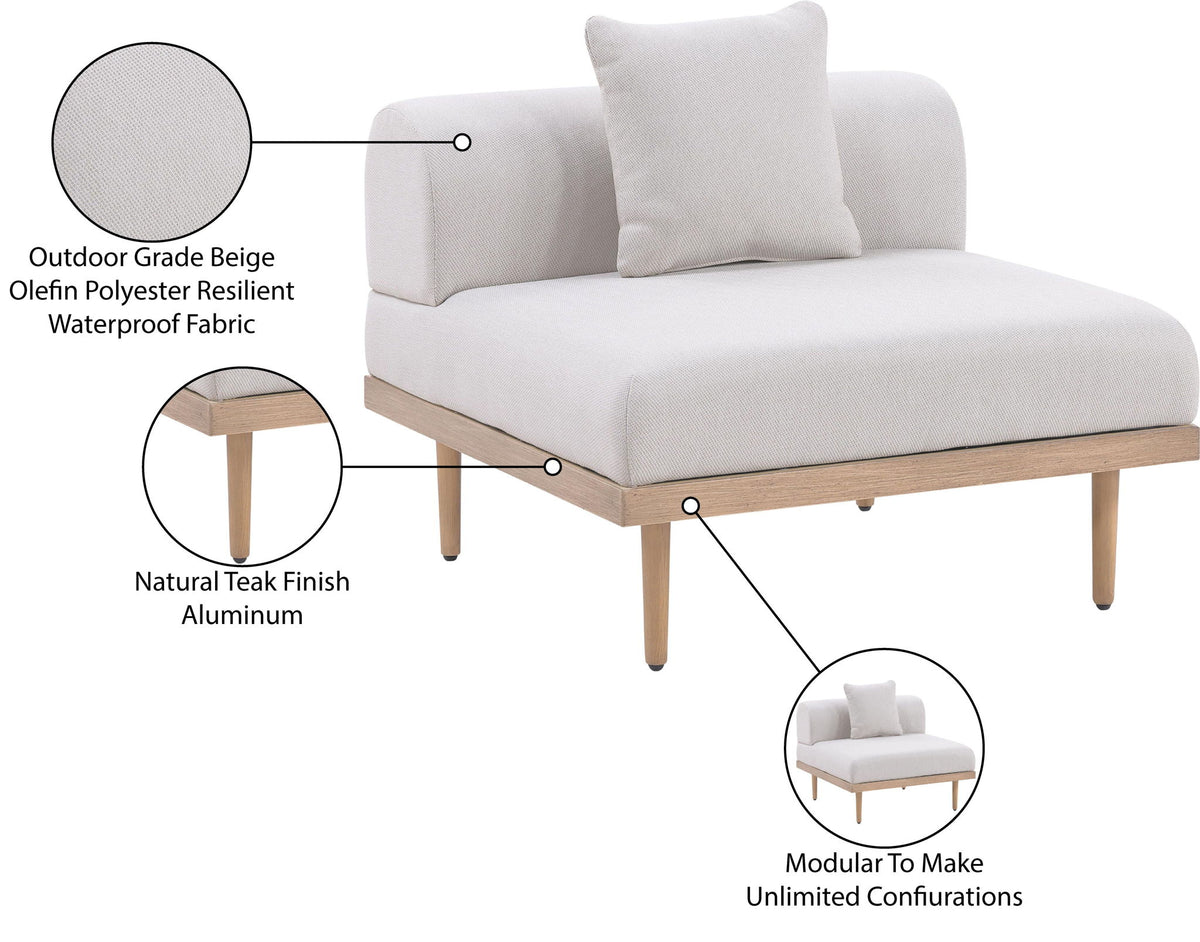 Laguna - Resilient Water Resistant Fabric Upholstered Outdoor Patio Modular Armless Chair
