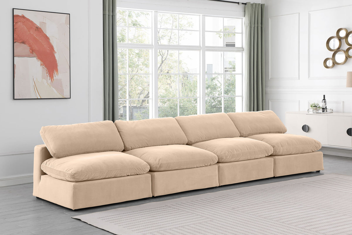 Comfy - Velvet Modular Armless Sofa 4 Seats
