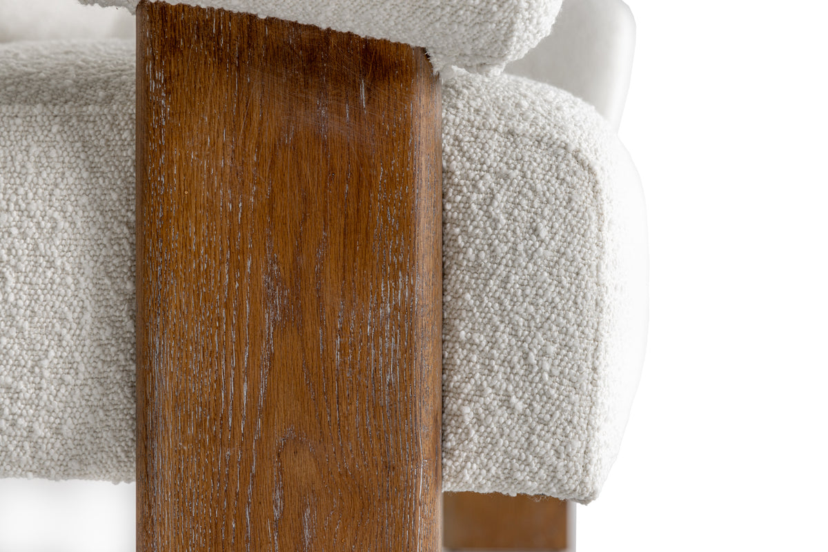 Aledo - Modern Off-White Fabric + Oak Loveseat