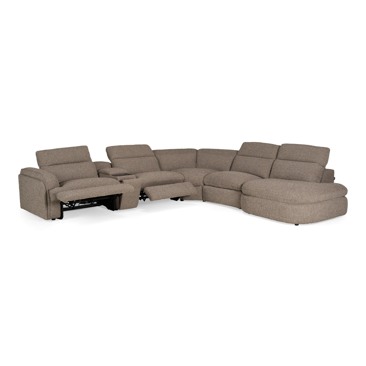 Ambler - Modern Brown Fabric Sectional Sofa w/ 2 Power Recliners Right Facing Chaise - original 1