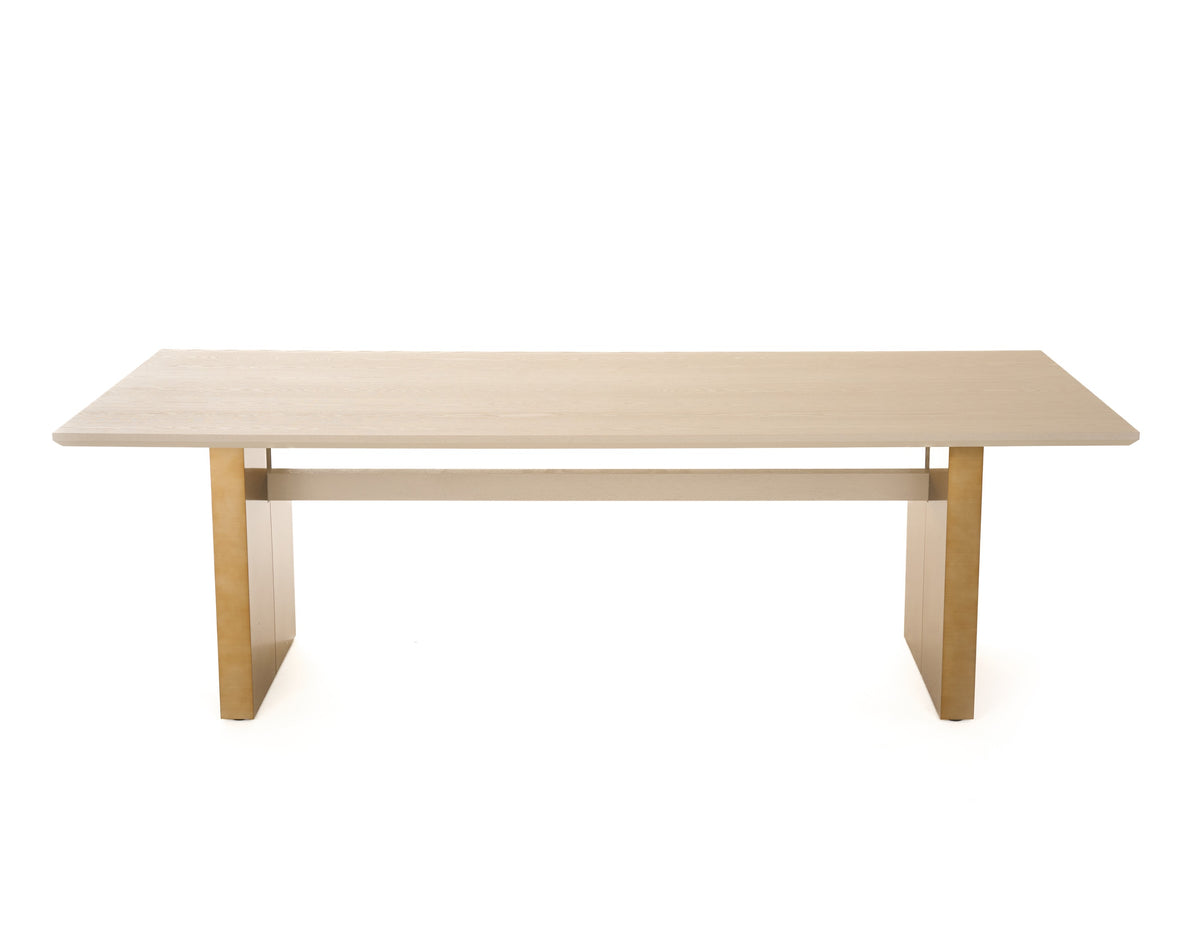 Angus - Modern Cream Ash + Gold Dining Table