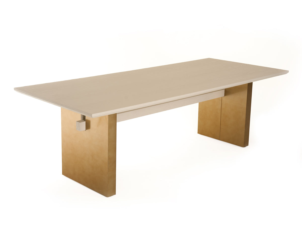 Angus - Modern Cream Ash + Gold Dining Table
