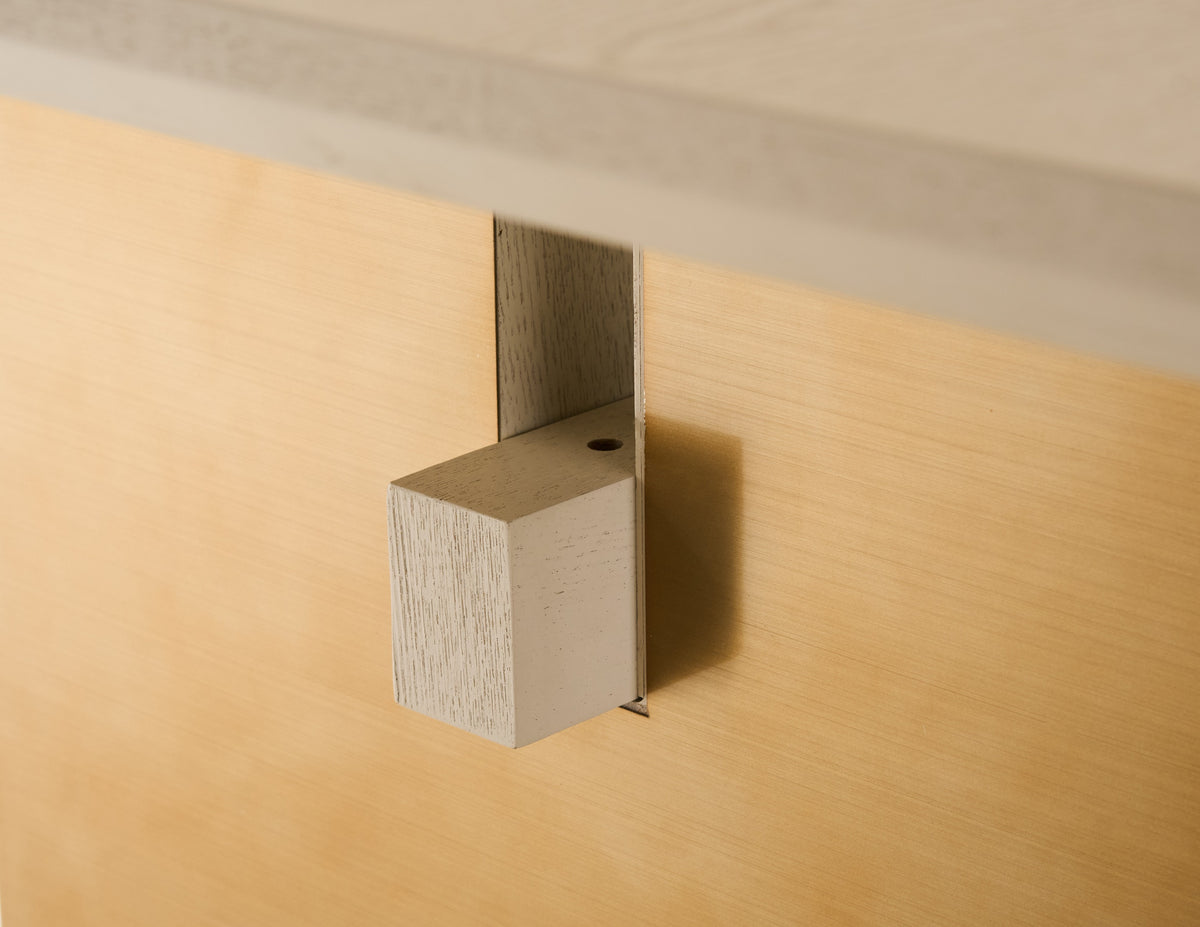 Angus - Modern Cream Ash + Gold Dining Table