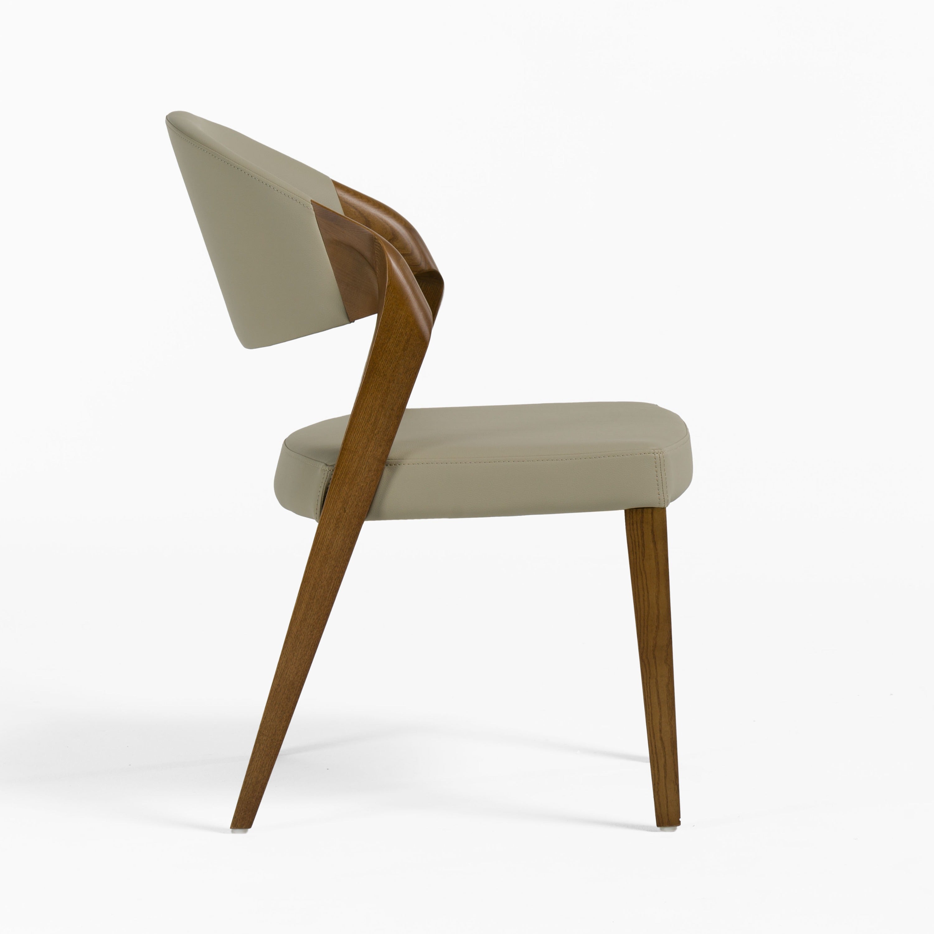 Modrest Arlo Mid-Century Beige & Walnut Dining Chair (Set of 2)